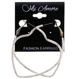 Mi Amore Heart Hoop-Earrings White/Silver-Tone