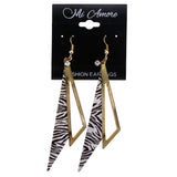 Mi Amore Zebra Stripe Dangle-Earrings Gold-Tone