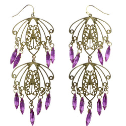 Mi Amore Antiqued Dangle-Earrings Gold-Tone/Purple