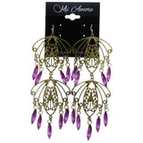 Mi Amore Antiqued Dangle-Earrings Gold-Tone/Purple