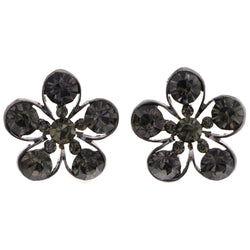 Mi Amore Flower Post-Earrings Dark-Silver/Black