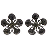 Mi Amore Flower Post-Earrings Dark-Silver/Black