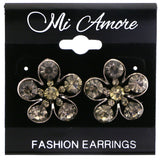 Mi Amore Flower Post-Earrings Dark-Silver/Black