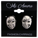 Mi Amore Mask Post-Earrings Silver-Tone/Black