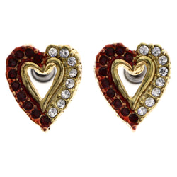 Mi Amore Heart Post-Earrings Red/Gold-Tone