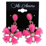 Mi Amore Flower Drop-Dangle-Earrings Pink/Gold-Tone