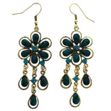 Mi Amore Antiqued Dangle-Earrings Green/Gold-Tone