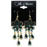 Mi Amore Antiqued Dangle-Earrings Green/Gold-Tone