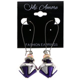 Mi Amore AB Finish Dangle-Earrings Purple/Silver-Tone