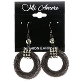 Mi Amore Mesh Dangle-Earrings Black/Dark-Silver