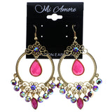 Mi Amore AB Finish Dangle-Earrings Gold-Tone/Pink