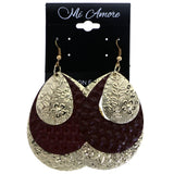 Mi Amore Flower Textured Dangle-Earrings Gold-Tone & Brown