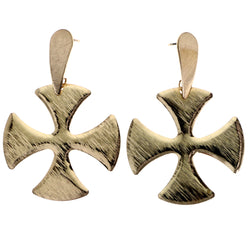 Mi Amore Cross Drop-Dangle-Earrings Gold-Tone