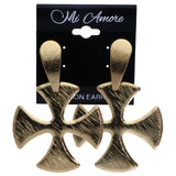 Mi Amore Cross Drop-Dangle-Earrings Gold-Tone