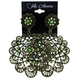 Mi Amore Antiqued Flower Drop-Dangle-Earrings Gold-Tone & Green