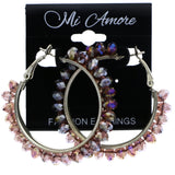 Mi Amore AB Finish Hoop-Earrings Purple/Silver-Tone