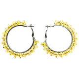 Mi Amore AB Finish Hoop-Earrings Yellow/Silver-Tone