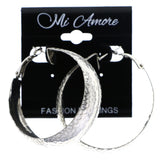 Mi Amore Textured Hoop-Earrings Silver-Tone