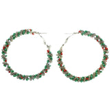 Mi Amore Hoop-Earrings Green/Silver-Tone