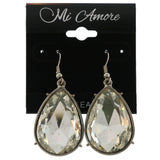 Silver-Tone Metal Dangle-Earrings With Crystal Accents