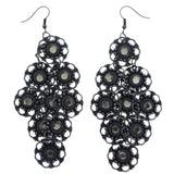 Mi Amore Antiqued Flower Chandelier-Earrings Dark-Silver