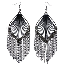 Mi Amore String Art Dangle-Earrings Black/Dark-Silver