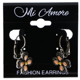 Mi Amore Antiqued Flower Dangle-Earrings Peach & Silver-Tone