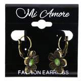 Mi Amore Antiqued Flower Dangle-Earrings Gold-Tone & Green