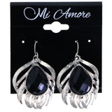 Mi Amore Feather Dangle-Earrings Black/Silver-Tone