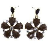 Mi Amore Flower Drop-Dangle-Earrings Brown/Gold-Tone