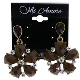 Mi Amore Flower Drop-Dangle-Earrings Brown/Gold-Tone