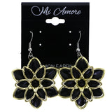 Mi Amore Flower Dangle-Earrings Black/Gold-Tone