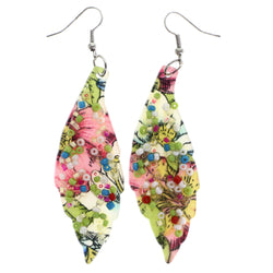 Mi Amore Flower Leaf Dangle-Earrings Multicolor