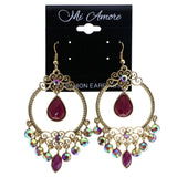 Mi Amore AB Finish Dangle-Earrings Pink/Gold-Tone