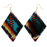 Mi Amore Tribal Pattern Dangle-Earrings Orange/Blue