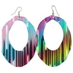 Colorful Metal Dangle-Earrings Silver-Tone