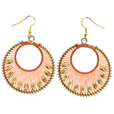 Mi Amore String Art Dangle-Earrings Peach/Gold-Tone