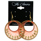 Mi Amore String Art Dangle-Earrings Peach/Gold-Tone