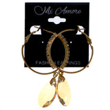 Mi Amore Drop Accent Hoop-Earrings Gold-Tone/Peach