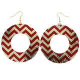 Mi Amore Chevron Dangle-Earrings Red/Gold-Tone