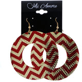 Mi Amore Chevron Dangle-Earrings Red/Gold-Tone