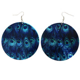 Mi Amore Peacock Feather Dangle-Earrings Blue