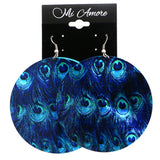 Mi Amore Peacock Feather Dangle-Earrings Blue