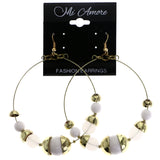 Mi Amore Antiqued Dangle-Earrings Gold-Tone/White