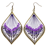 Mi Amore Antiqued String Art Dangle-Earrings Purple & Gold-Tone