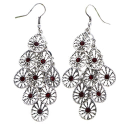 Mi Amore Antiqued Chandelier-Earrings Silver-Tone/Red