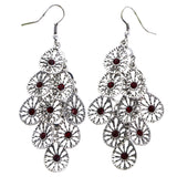 Mi Amore Antiqued Chandelier-Earrings Silver-Tone/Red