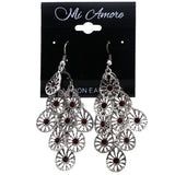 Mi Amore Antiqued Chandelier-Earrings Silver-Tone/Red