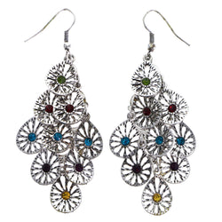 Mi Amore Antiqued Chandelier-Earrings Silver-Tone/Multicolor