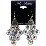 Mi Amore Antiqued Chandelier-Earrings Silver-Tone/Multicolor